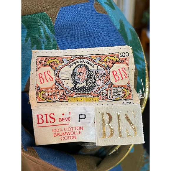 BIS Womens Vintage Midi Dress Khaki Floral High Button Neck Long Sleeve Petite - Picture 8 of 10